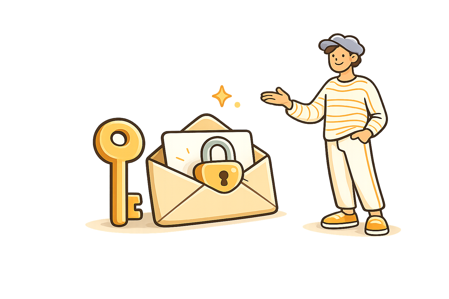 A key and a locked envelope — reset your Pavcomm's Website Presenter password